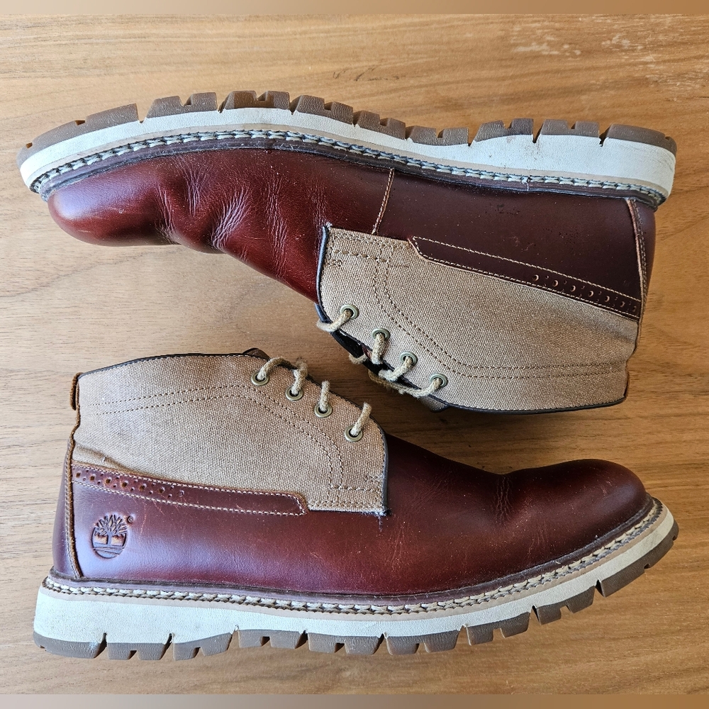 Timberland Britton Hill Chukka Boots, Leather & Canvas, 11US, VG condition